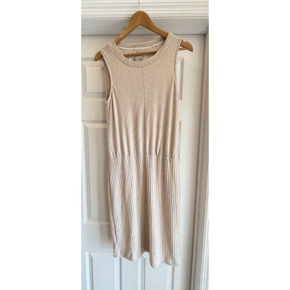 Saturday Sunday Dress Womens Small Oatmeal Ribbed Knit Sleeveless Anthropologie